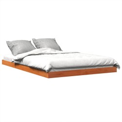 Cadre de lit sans matelas cire marron 140x200cm bois pin massif 