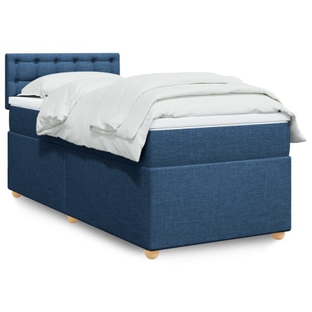 Sommier à lattes de lit avec matelas Bleu 80x200 cm Tissu 