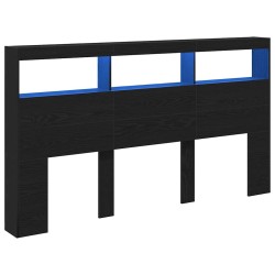 Armoire tête de lit avec LED chêne noir 180x17x102 cm 