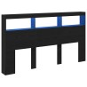 Armoire tête de lit avec LED chêne noir 180x17x102 cm 
