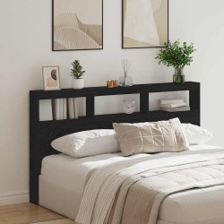 Armoire tête de lit avec LED chêne noir 180x17x102 cm 