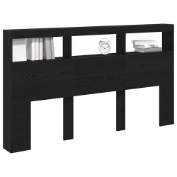 Armoire tête de lit avec LED chêne noir 180x17x102 cm 