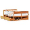 Cadre de lit sans matelas cire marron 135x190cm bois pin massif 