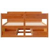 Cadre de lit sans matelas cire marron 135x190cm bois pin massif 