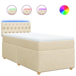 Sommier à lattes de lit avec matelas Crème 80x200 cm Tissu 