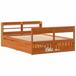 Cadre de lit sans matelas cire marron 150x200cm bois pin massif 