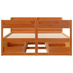 Cadre de lit sans matelas cire marron 150x200cm bois pin massif 