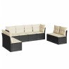 Salon de jardin 8 pcs avec coussins noir résine tressée 