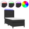Sommier à lattes de lit matelas LED Noir 90x190 cm Similicuir 