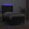 Sommier à lattes de lit matelas LED Noir 90x190 cm Similicuir 