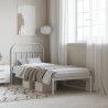 Cadre de lit métal sans matelas avec tête de lit blanc 90x200cm 