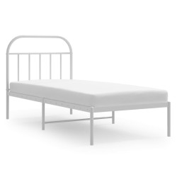 Cadre de lit métal sans matelas avec tête de lit blanc 90x200cm 