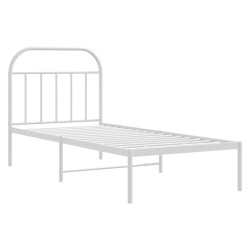 Cadre de lit métal sans matelas avec tête de lit blanc 90x200cm 