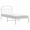 Cadre de lit métal sans matelas avec tête de lit blanc 90x200cm 