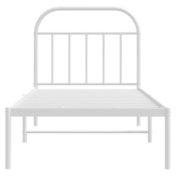 Cadre de lit métal sans matelas avec tête de lit blanc 90x200cm 
