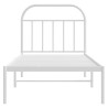 Cadre de lit métal sans matelas avec tête de lit blanc 90x200cm 