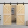 Porte coulissante avec kit de quincaillerie 90x210cm Pin massif 