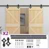 Porte coulissante avec kit de quincaillerie 90x210cm Pin massif 