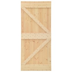 Porte coulissante avec kit de quincaillerie 90x210cm Pin massif 