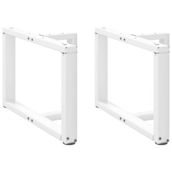 Pieds de table basse en T, 2 pièces, blanc, 70 x 25 x (42-43) cm, acier 