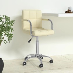 Chaise pivotante de bureau Crème Tissu 