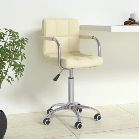 Chaise pivotante de bureau Crème Tissu 