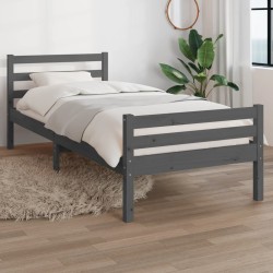 Cadre de lit sans matelas gris bois massif 100x200 cm 