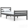 Cadre de lit sans matelas gris bois massif 100x200 cm 