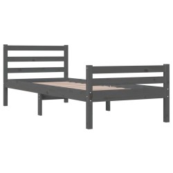Cadre de lit sans matelas gris bois massif 100x200 cm 