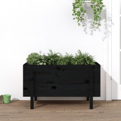 Lit surélevé de jardin noir 101x50x57 cm bois de pin massif 