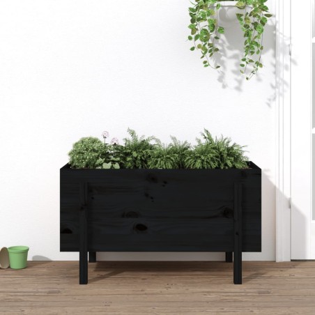 Lit surélevé de jardin noir 101x50x57 cm bois de pin massif 