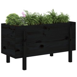Lit surélevé de jardin noir 101x50x57 cm bois de pin massif 