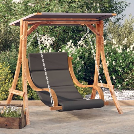 Chaise balançoire avec coussin et auvent bois massif d'épicéa 