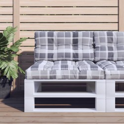 Coussin de palette motif à carreaux gris 80x40x12 cm tissu 