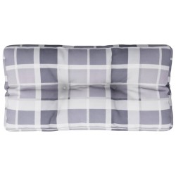 Coussin de palette motif à carreaux gris 80x40x12 cm tissu 