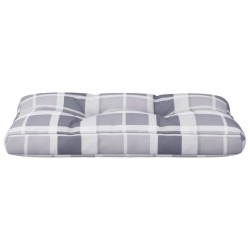 Coussin de palette motif à carreaux gris 80x40x12 cm tissu 