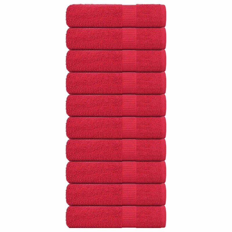 Serviettes de bain 10 pcs rouge 100x150 cm 360 g/m² 100% coton 