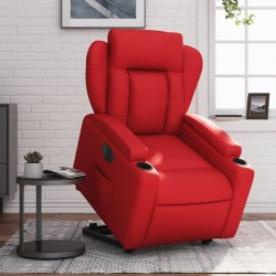 Fauteuil inclinable électrique rouge similicuir 