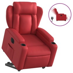 Fauteuil inclinable électrique rouge similicuir 