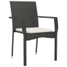 Ensemble à manger de jardin coussins 5pcs Noir Résine tressée 