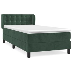 Sommier à lattes de lit avec matelas Vert foncé 100x200 cm 