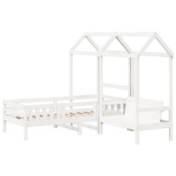 Ensemble de lit et de banc avec toit sans matelas 100x200 cm 