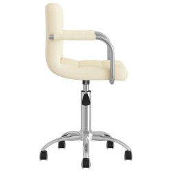 Chaise pivotante de salle à manger Crème Tissu 