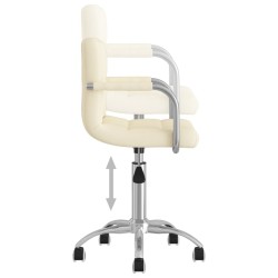 Chaise pivotante de salle à manger Crème Tissu 