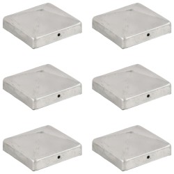 Bouchons de poteau de clôture 6 pcs Métal galvanisé 91x91 mm 