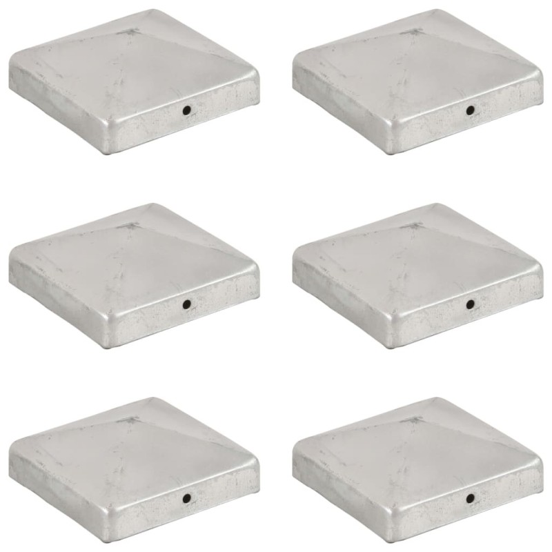 Bouchons de poteau de clôture 6 pcs Métal galvanisé 91x91 mm 