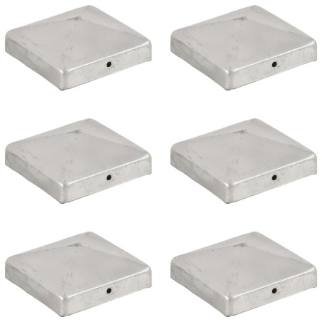 Bouchons de poteau de clôture 6 pcs Métal galvanisé 91x91 mm 