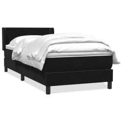Sommier à lattes de lit avec matelas noir 100x210 cm velours 