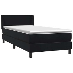 Sommier à lattes de lit avec matelas noir 100x210 cm velours 