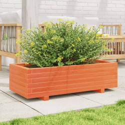 Jardinière cire marron 90x40x26,5 cm bois de pin massif 